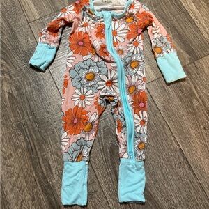 Tatum Tots Newborn Multicolor Floral Bamboo Zip Coverall Long Sleeve One-Piece